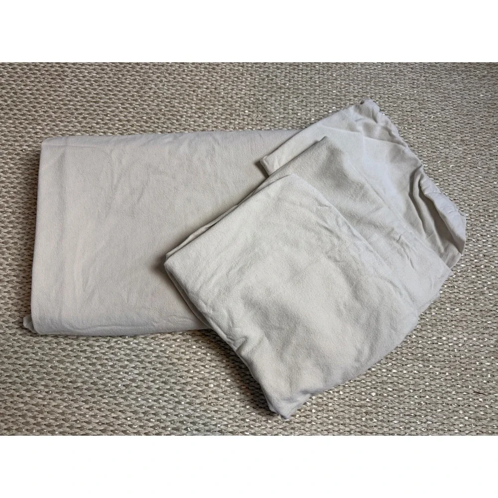 Garnet Hill 100% Cotton Flannel Sheet Set Germany Cream 4 Piece Queen flat cases